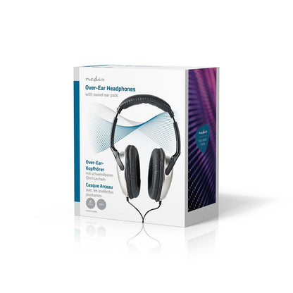 Nedis Over-Ear Wired Headphones | Cable length: 2.70 m | Volume control | Black / Silver