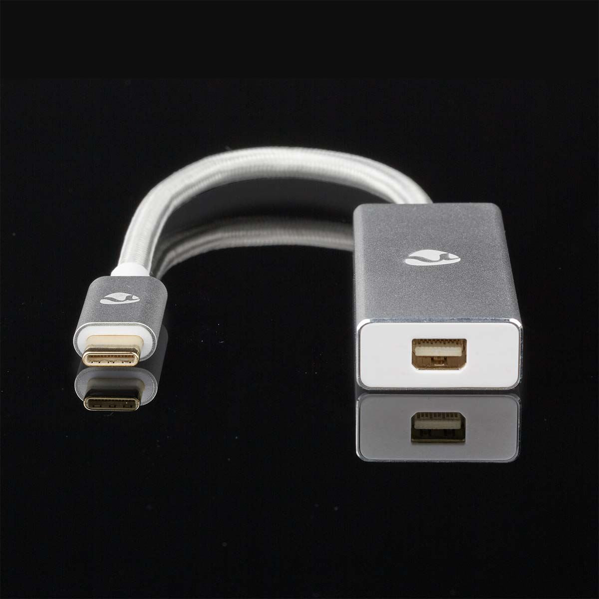 Nedis USB-C™ Adapter | USB 3.2 Gen 1 | USB-C™ Male | DisplayPort Female | 0.20 m | Round | Gold Plated | Braided / Nylon | Silver | Cover Window Box
