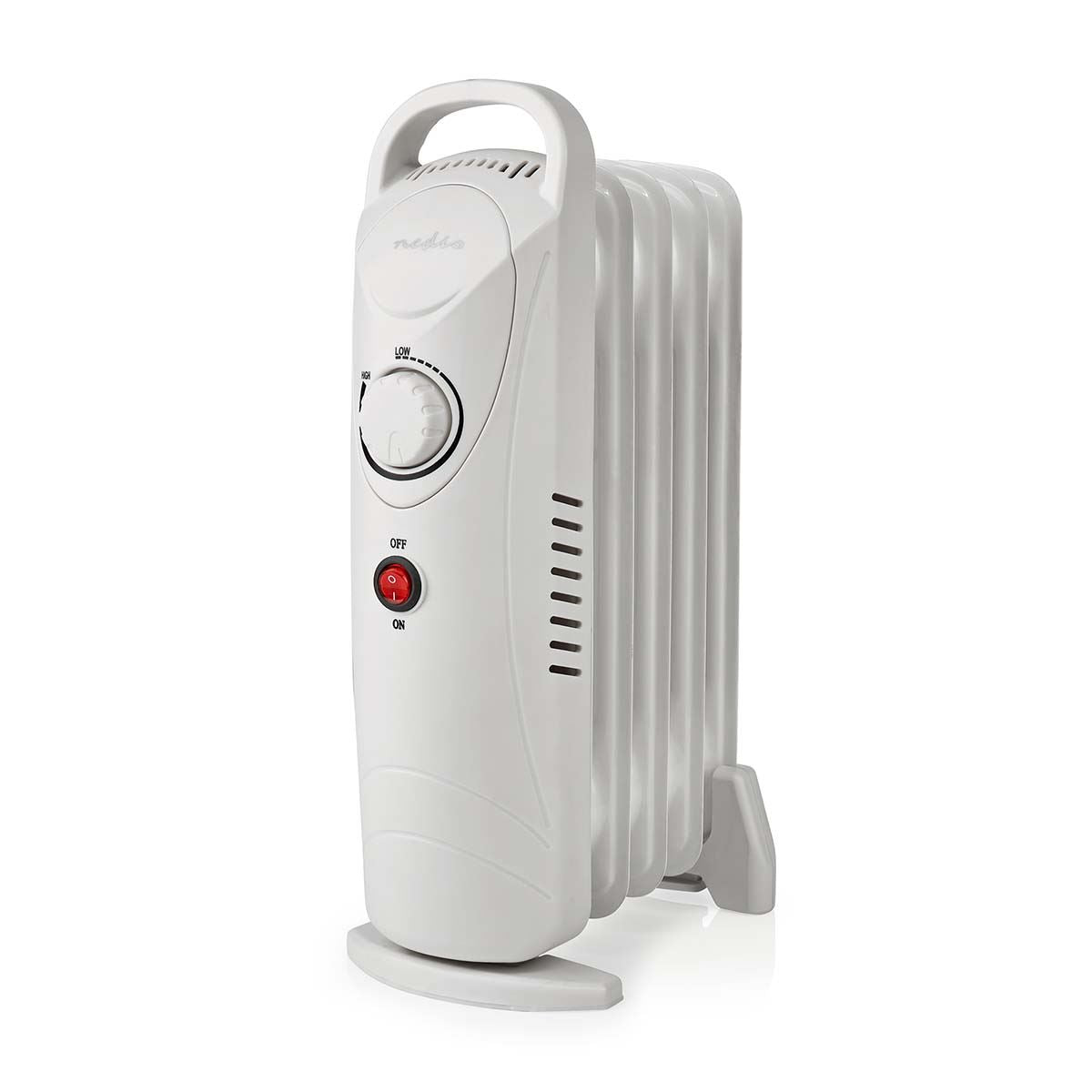Nedis Mobile Oil Radiator | 500 W | 5 Fins | Adjustable thermostat | 1 Heat Setting | White