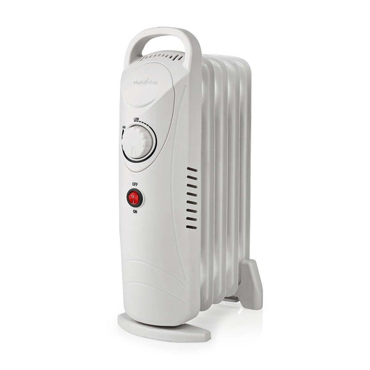 Nedis Mobile Oil Radiator | 500 W | 5 Fins | Adjustable thermostat | 1 Heat Setting | White