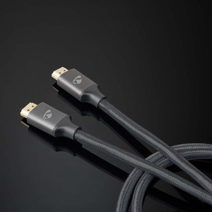 Nedis High Speed HDMI™ Cable with Ethernet | HDMI™ Connector | HDMI™ Connector | 4K@60Hz | ARC | 18 Gbps | 2.00 m | Round | Cotton | Grey / Gun Metal Grey | Cover Window Box