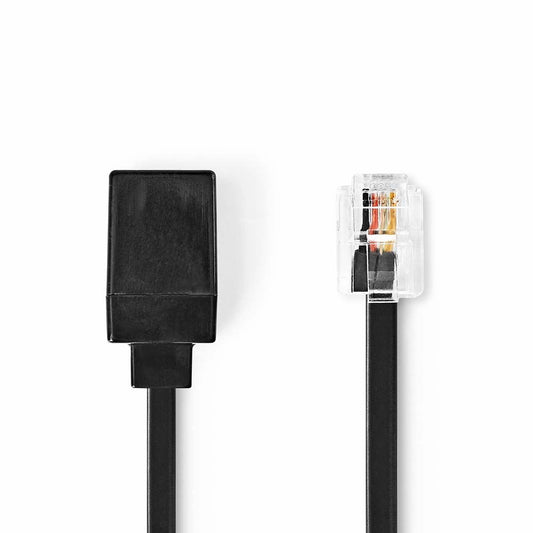 Nedis Telecom Extension Cable | RJ11 Male | RJ11 Female | 10.0 m | Cable design: Flat | Cable type: RJ11 | Black | Envelope