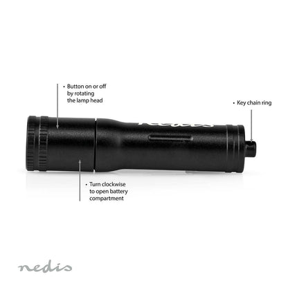Nedis LED Torch | Battery Powered | 1.5 V DC | 3 W | 1x AAA/LR03 | Rated luminous flux: 100 lm | Light range: 35 m | Beam angle: 10 °