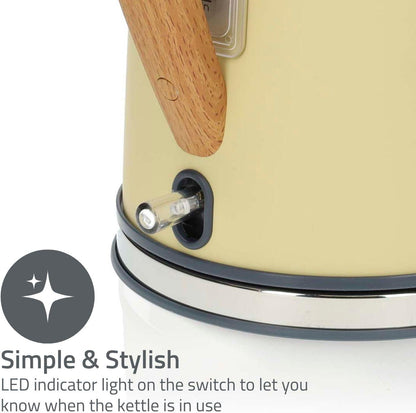 Nedis Electric Kettle | 1.7 l | Soft-Touch | Yellow | Rotatable 360 degrees | Concealed heating element | Strix® controller | Boil-dry protection
