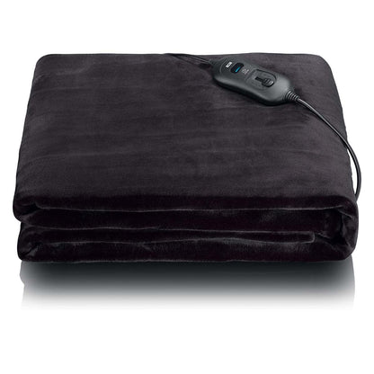 MELISSA Electric Blanket Overblanket | 1 Person | 180 x 130 cm | 3 Heat Settings | Washable | Overheating protection | Controller | Fleece | Black