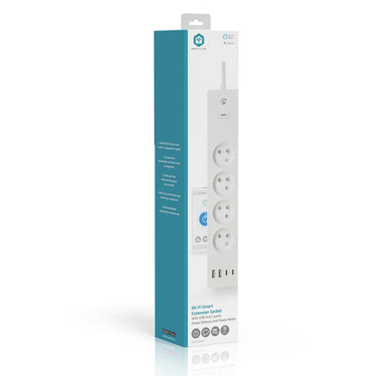 Nedis SmartLife Power Strip | Wi-Fi | 2x USB-A / 2x USB-C™ / 4x plug with earth contact (CEE 7/5) | 16 A | 3680 W | 2.00 m | 0 - 55 °C | Android™ / IOS | White