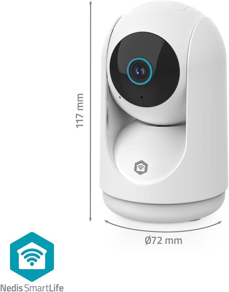 Nedis SmartLife Indoor Camera | Wi-Fi | 3MP Full HD 1296p | Pan tilt | Cloud Storage (optional) / microSD (not included) / Onvif | With motion sensor | Night vision | White
