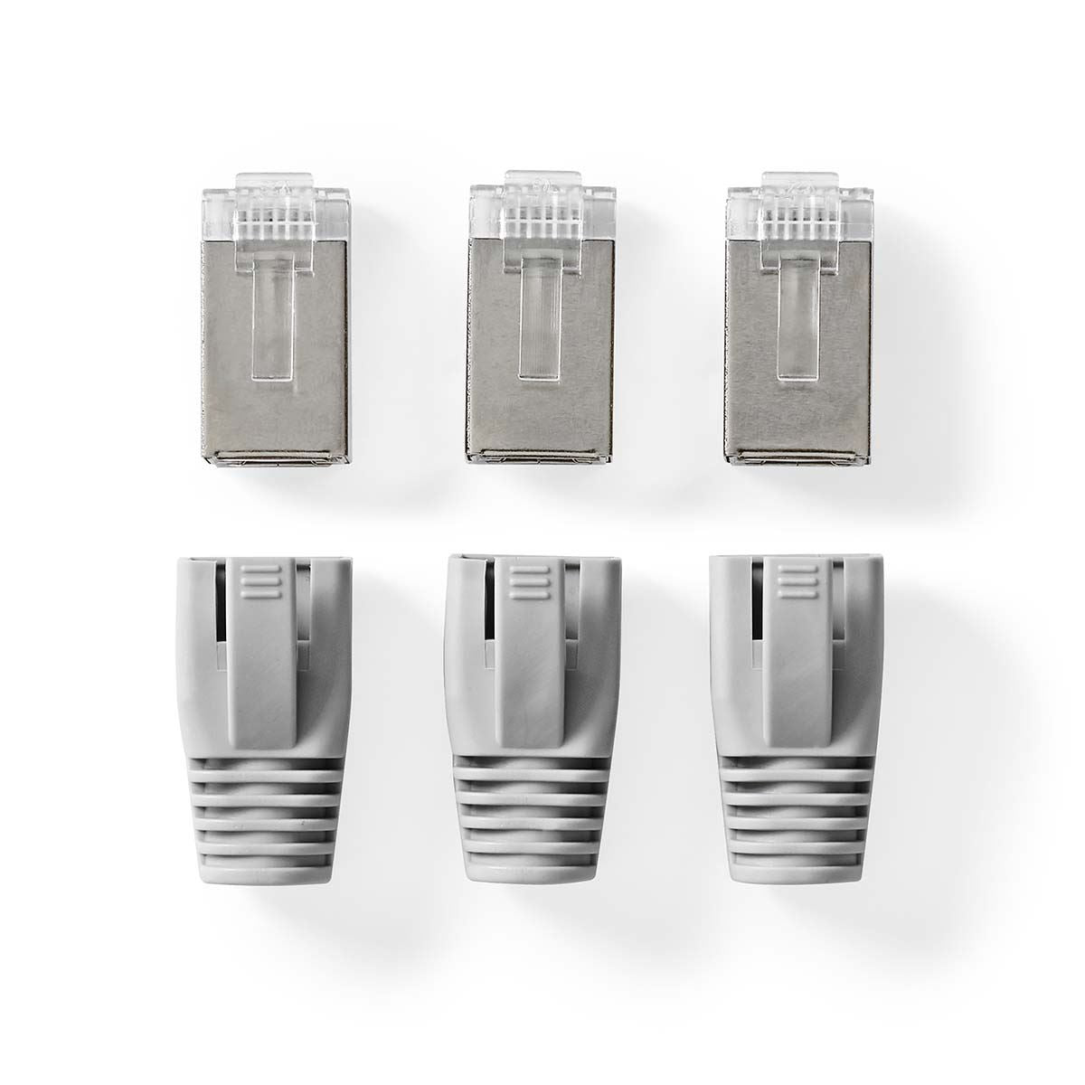 Nedis RJ45 Connector | RJ45 Pass Through | Solid/Stranded FTP CAT6 | Straight | Gold Plated | 10 pcs | PVC | Black / Grey / White | Box
