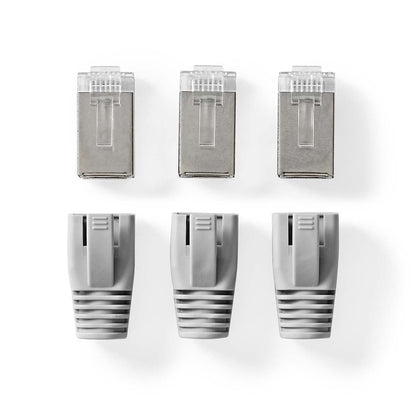 Nedis RJ45 Connector | RJ45 Pass Through | Solid/Stranded FTP CAT6 | Straight | Gold Plated | 10 pcs | PVC | Black / Grey / White | Box