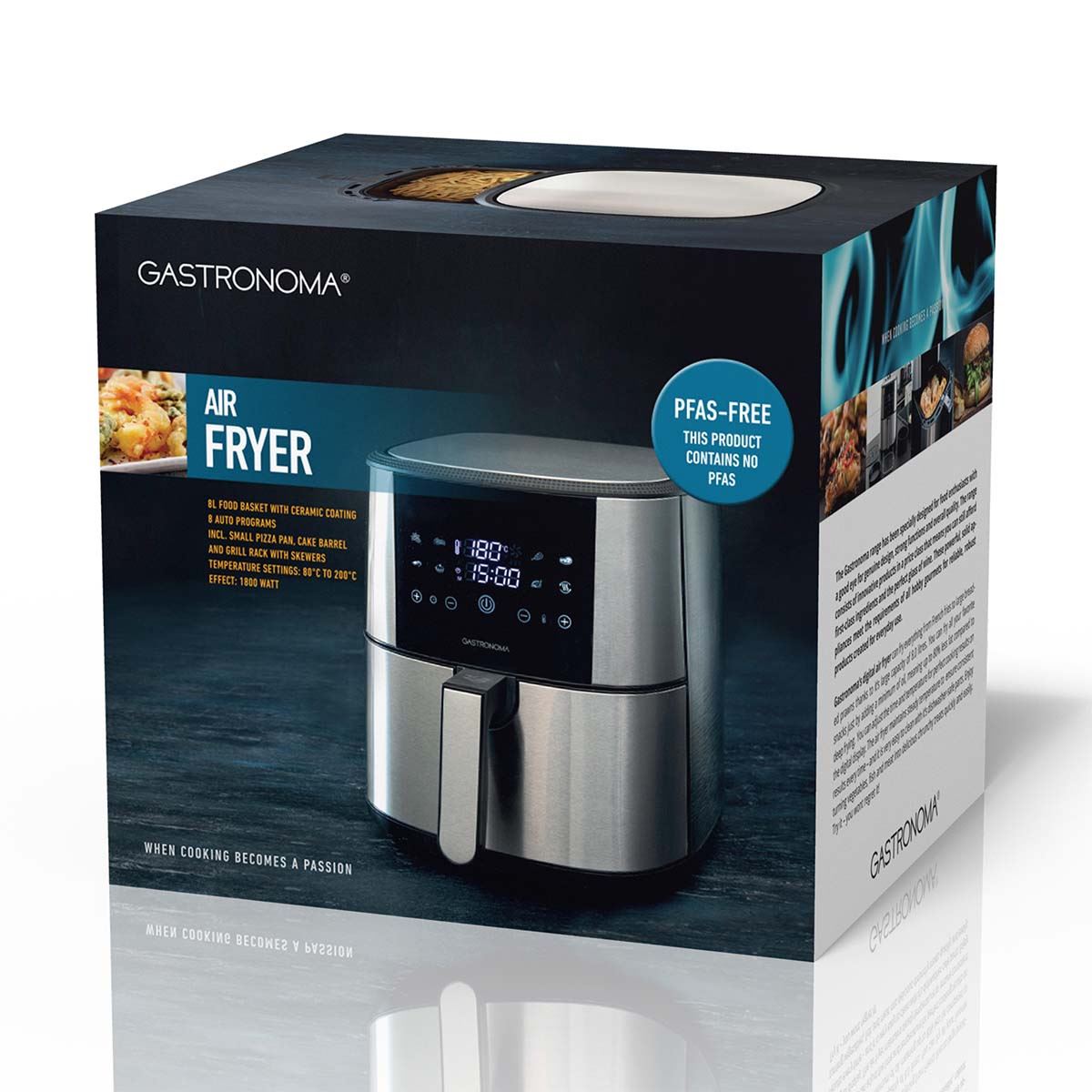 Gastronoma 18290007 | Hot Air Fryer 8L | Stainless Steel / Black