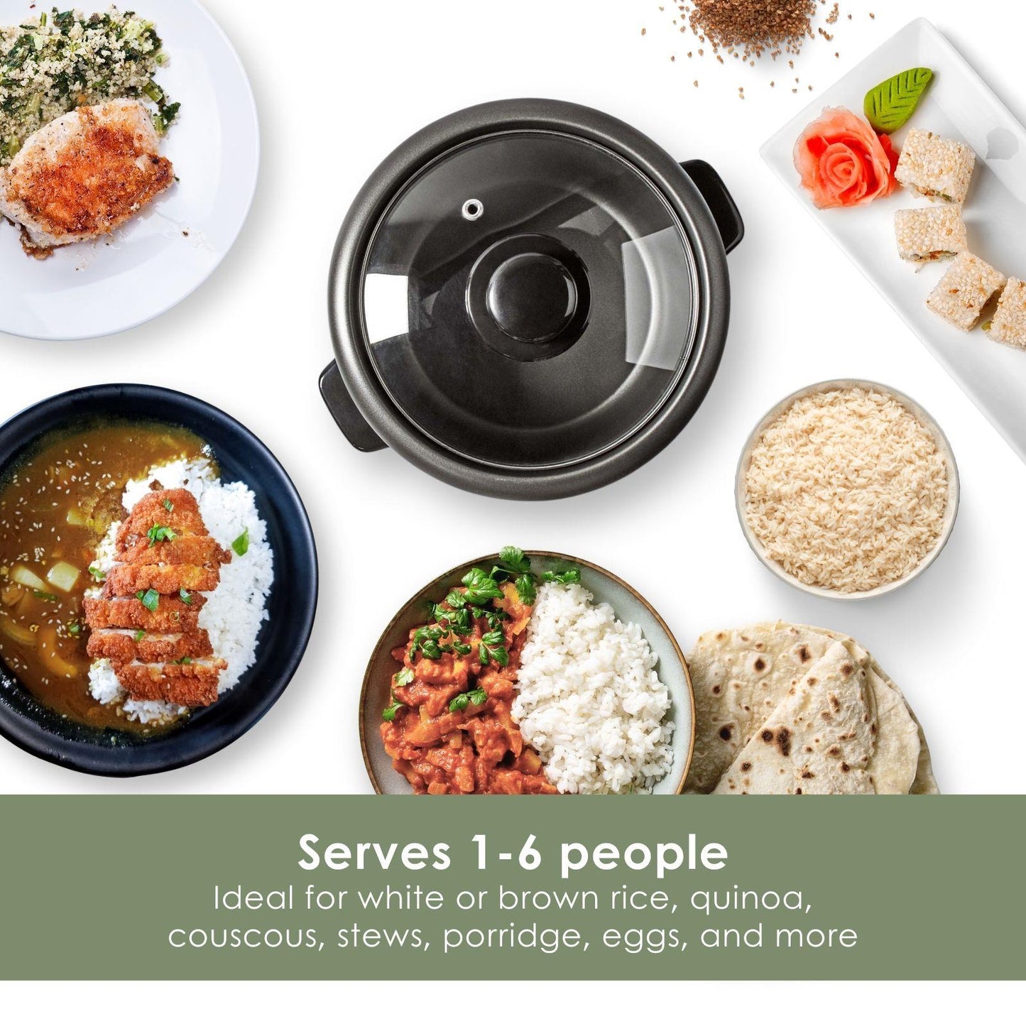MELISSA Rice Cooker | 1.5 l | 500 W | Non stick coating | Removable bowl | Steamer Basket | Keep-warm function | Auto shut-off