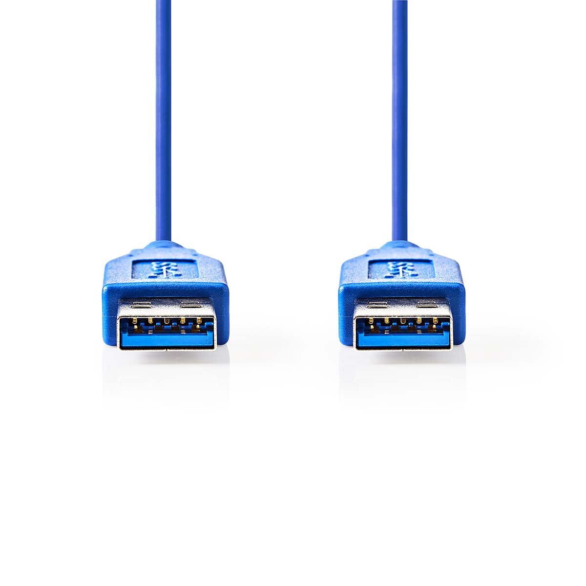 Nedis USB Cable | USB 3.2 Gen 1 | USB-A Male | USB-A Male | 5 Gbps | Nickel Plated | 1.00 m | Round | PVC | Blue | Envelope