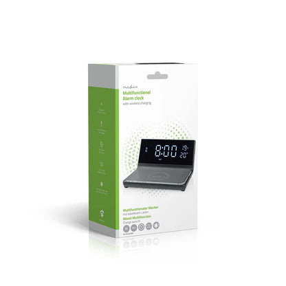 Nedis Alarm clock with wireless charging | Qi certified | 5 / 7.5 / 10 / 15 W | USB-A Male | 2 Alarm Times | Snooze function