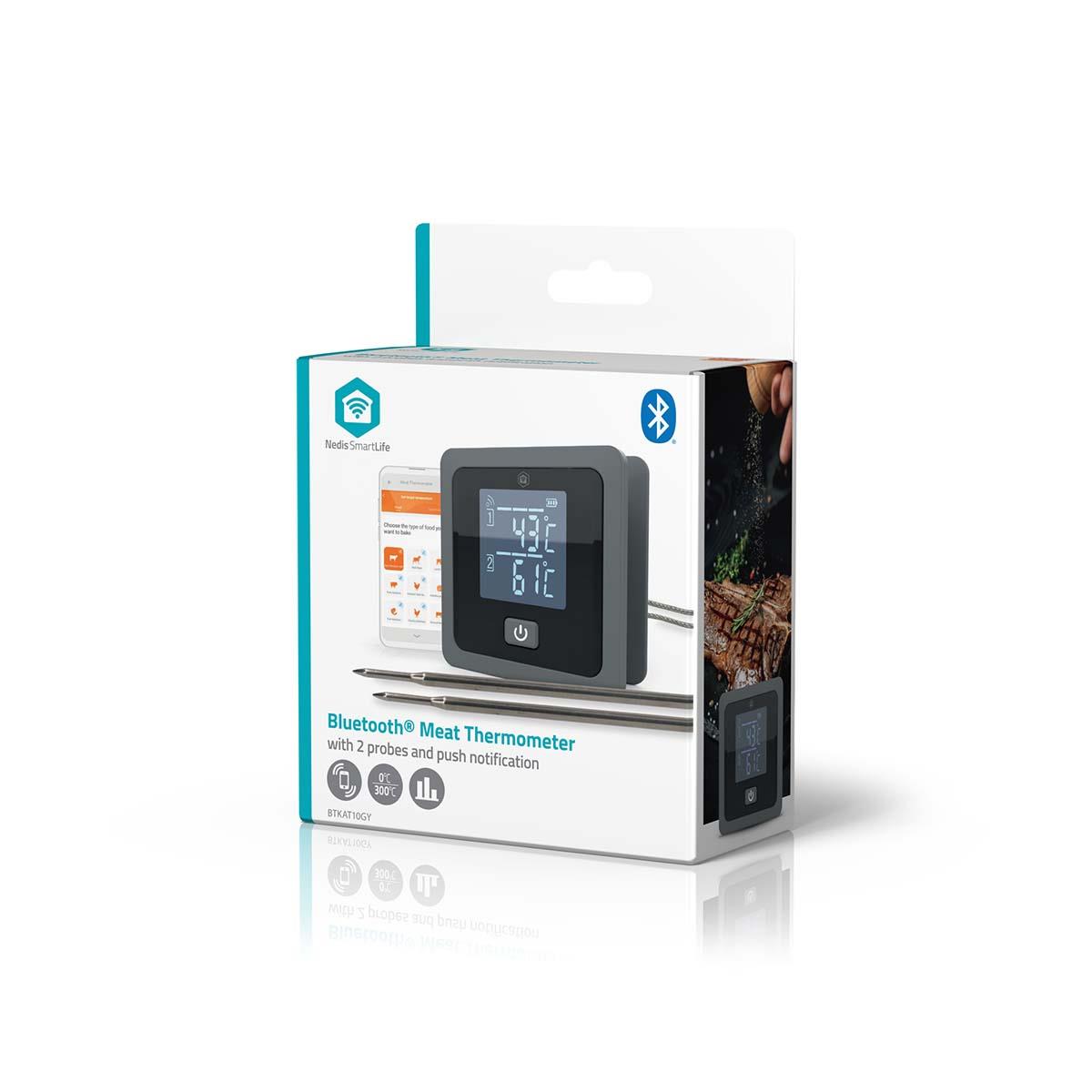 Nedis BTKAT10GY | SmartLife Meat / BBQ Probe Thermometer | Bluetooth | 2 Probes