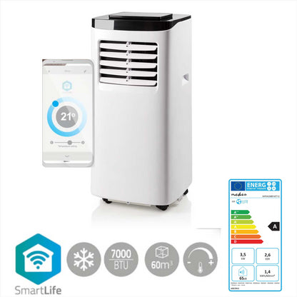 Nedis SmartLife 3-in-1 Air Conditioner | Wi-Fi | 7000 BTU | 60 m³ | Dehumidification | Android™ / IOS | Energy class: A | 2-Speed | 65 dB | White