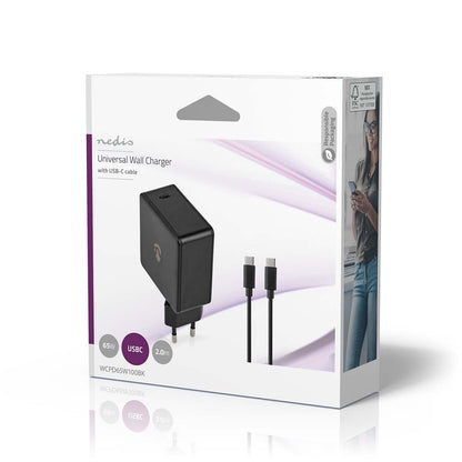 Nedis Wall Charger | 65 W | Quick charge feature | 3.0 / 3.25 A | Number of outputs: 1 | USB-C™ | Type-C™ | 2.00 m | Automatic Voltage Selection | Black