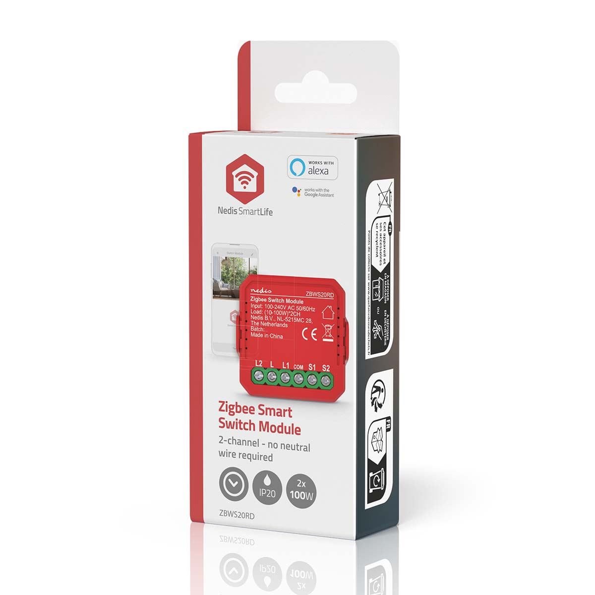 Nedis SmartLife Garage Door Smart Power Switch | Zigbee 3.0 | 2x100 W | Terminal Connection | App available for: Android™ / IOS