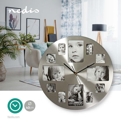 Nedis Wall Clock | Diameter: 400 mm | Metal | Silver