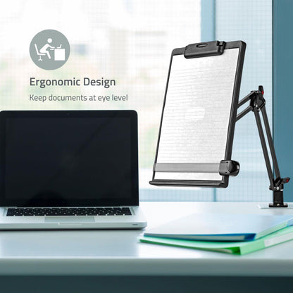 Nedis Copy Holder | Clip | Suitable for paper size: A4 | Adjustable Angle / Full Motion | Swivel angle: 360 °