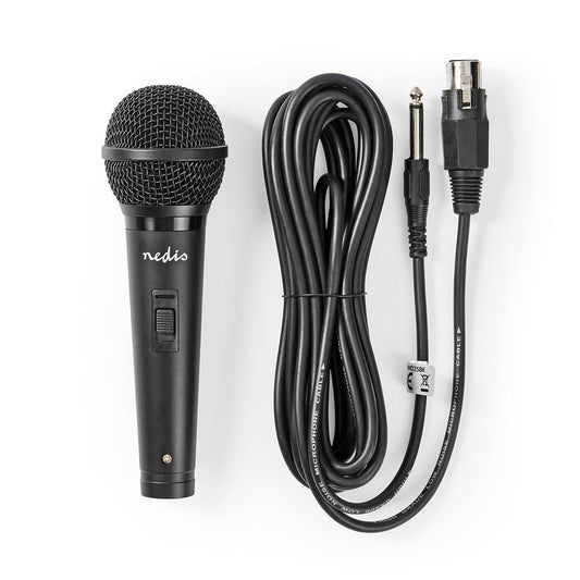 Nedis Wired Microphone | Cardioid | Detachable Cable | 5.00 m | 80 Hz - 13 kHz | 600 Ohm | -72 dB | On/Off switch | Travel case included | ABS / Aluminium | Black