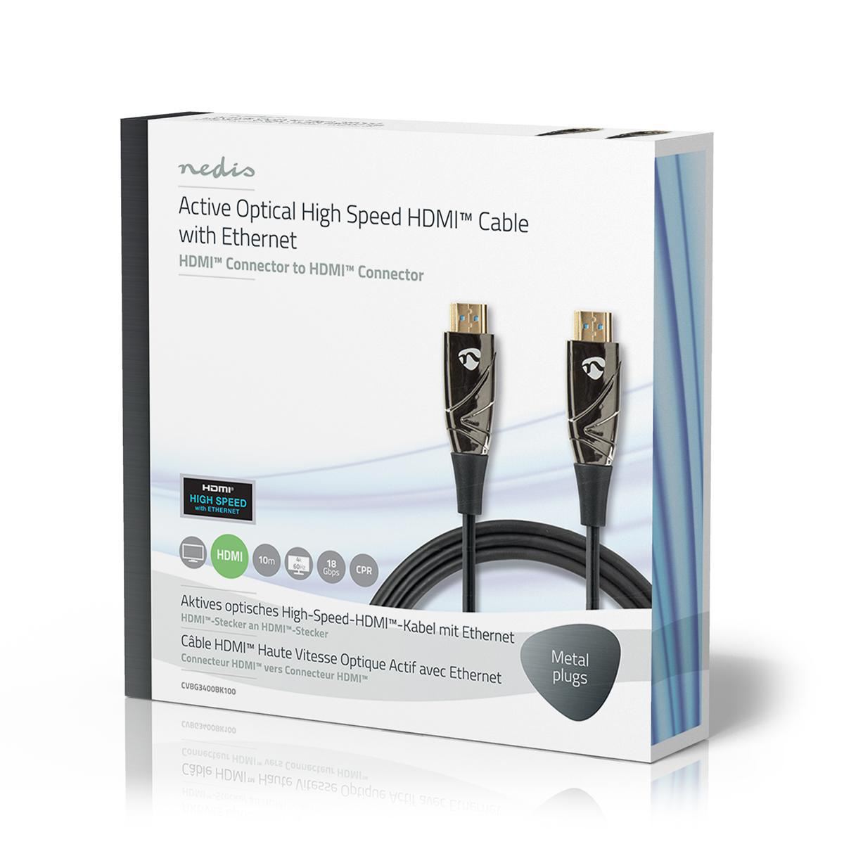 Nedis Active Optical High Speed HDMI™ Cable with Ethernet | HDMI™ Connector | HDMI™ Connector | 4K@60Hz | 18 Gbps | 10.0 m | Round | PVC | Black | Gift Box