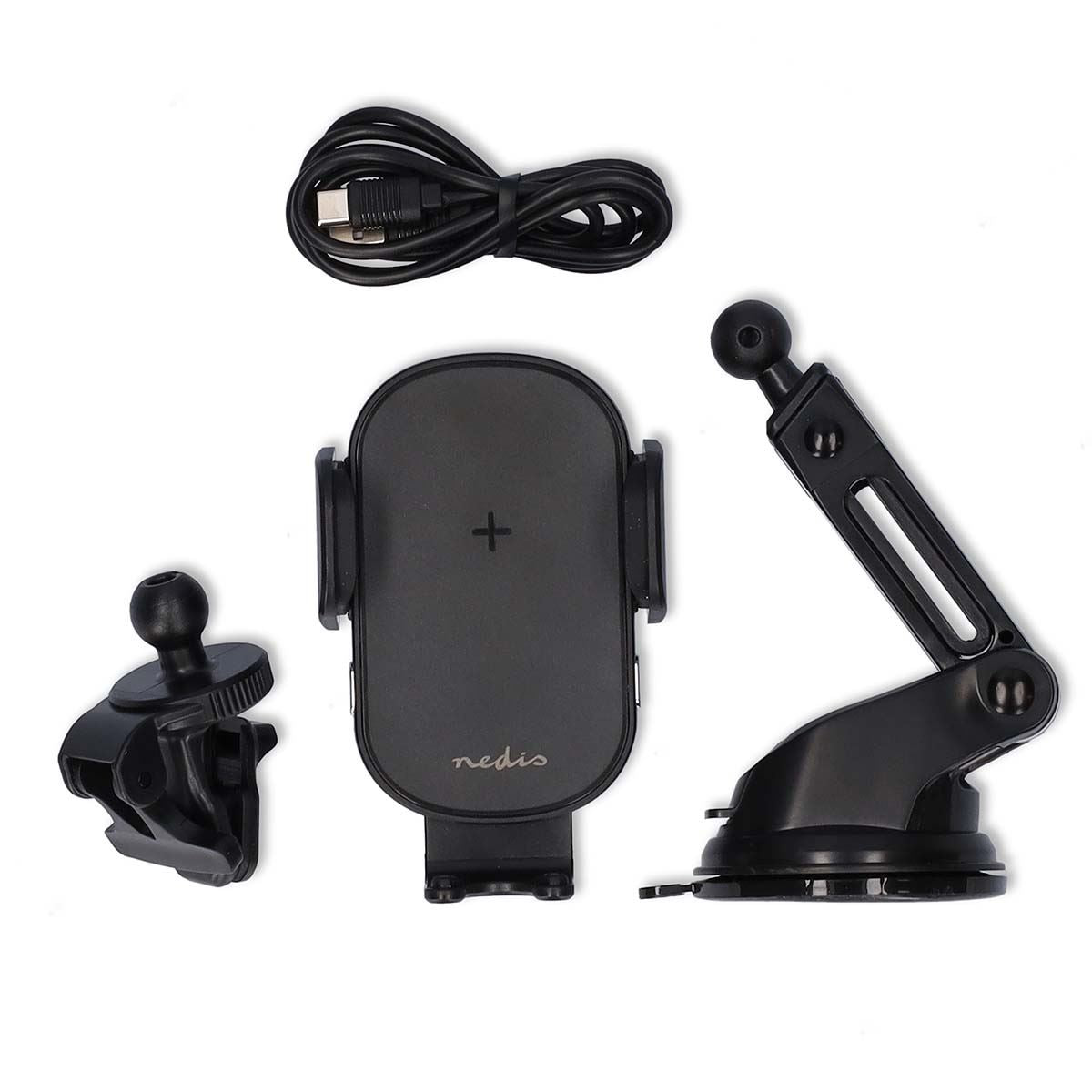 Nedis Wireless Car Charger | 7.5 / 10 / 15 W | 1.5 / 1.67 / 2 A | 1.00 m | FOD / Over Current / Over Voltage / Overheat Protection | USB Type-C™ | Including cable