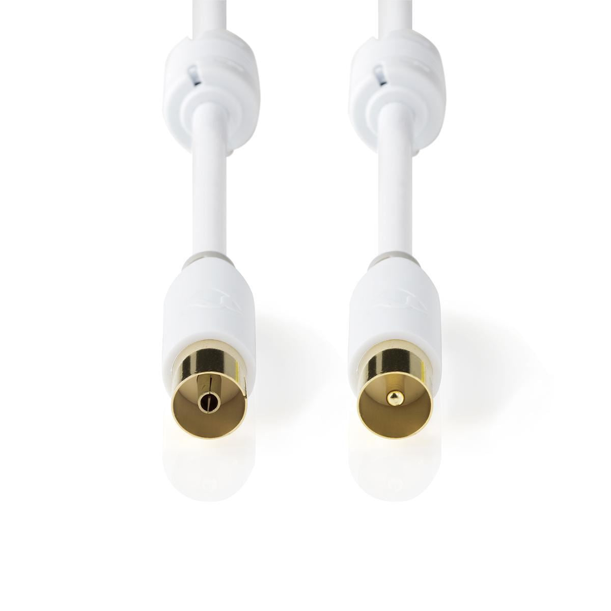 Nedis Coax Cable | IEC (Coax) Male | IEC (Coax) Female | Gold Plated | 100 dB | 75 Ohm | Double Shielded | 1.00 m | Round | PVC | White | Box