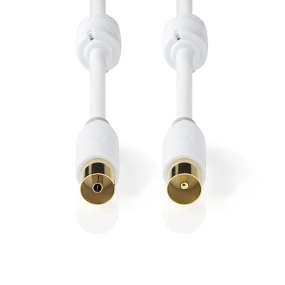 Nedis Coax Cable | IEC (Coax) Male | IEC (Coax) Female | Gold Plated | 100 dB | 75 Ohm | Double Shielded | 1.00 m | Round | PVC | White | Box