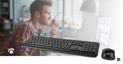 Nedis Mouse and Keyboard Set | Wireless | Mouse and keyboard connection: USB | 800 / 1200 / 1600 dpi | Adjustable DPI | AZERTY | FR Layout