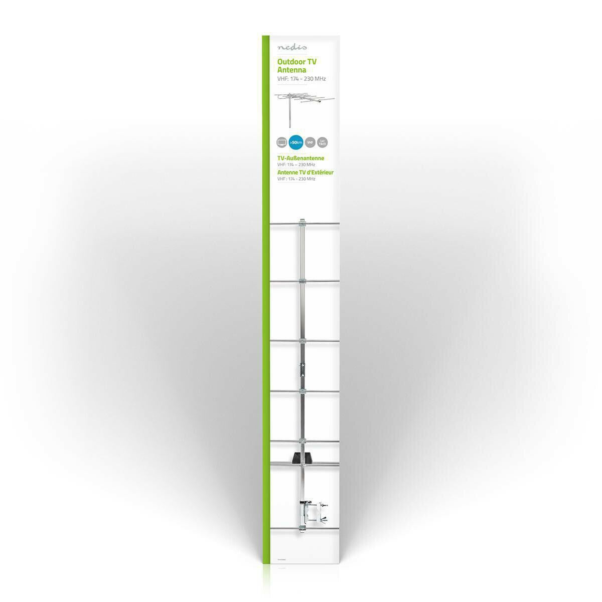 Nedis Outdoor Antenna | VHF | Reception range: ≥50 km | Gain: 13 dB | 75 Ohm | Antenna length: 1348 mm | Aluminium