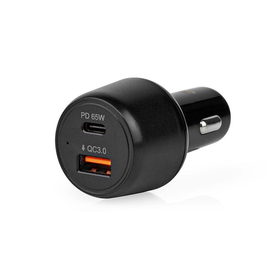 Nedis Car Charger | 65 W | 2.0 / 3.0 / 3.25 A | Number of outputs: 2 | Port type: USB-A / USB-C™ | Automatic Voltage Selection
