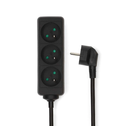 Nedis Extension Socket | Type E (CEE 7/6) | 3-Way | 3.00 m | 3680 W | 16 A | Kind of grounding: Pin Earth | 230 V AC 50/60 Hz | Socket angle: 45 ° | H05VV-F 3G1.5mm² | Black