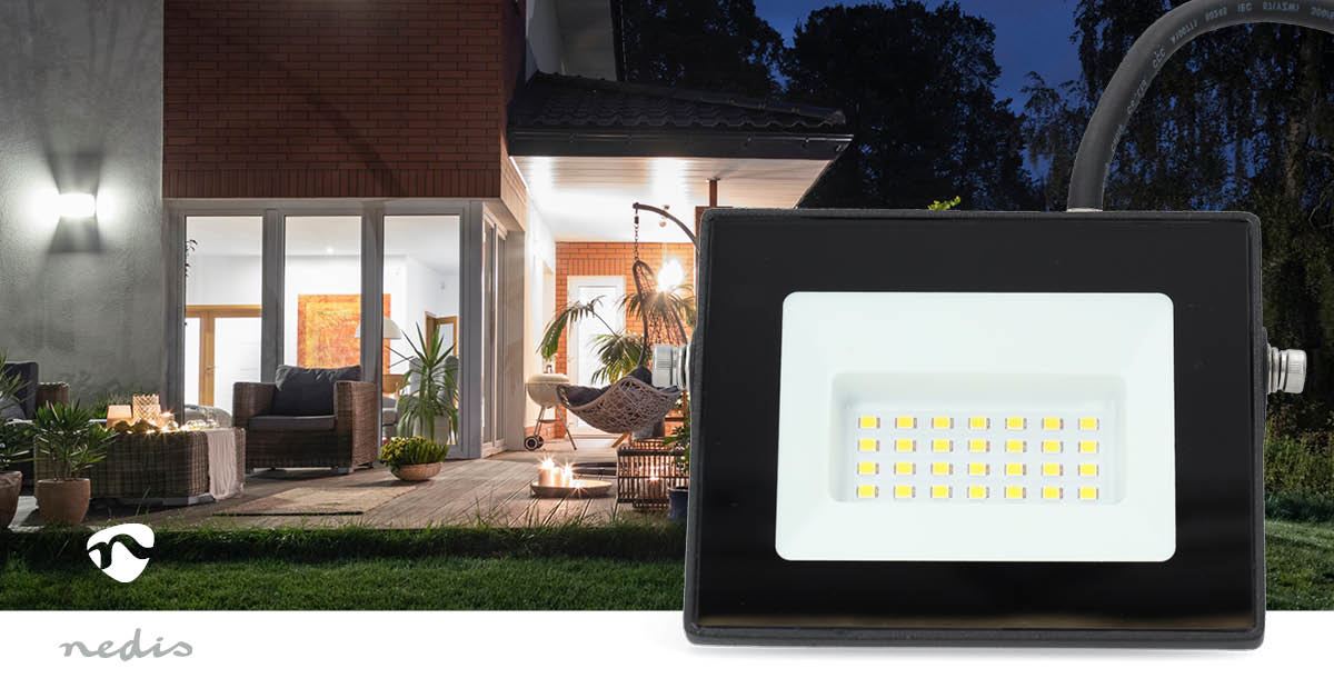 Nedis LED Floodlight | 4000 K | Rated luminous flux: 1620 lm | IP65 | 1.00 m | Energy class: F | 220 - 240 V AC 50/60 Hz | 20 W