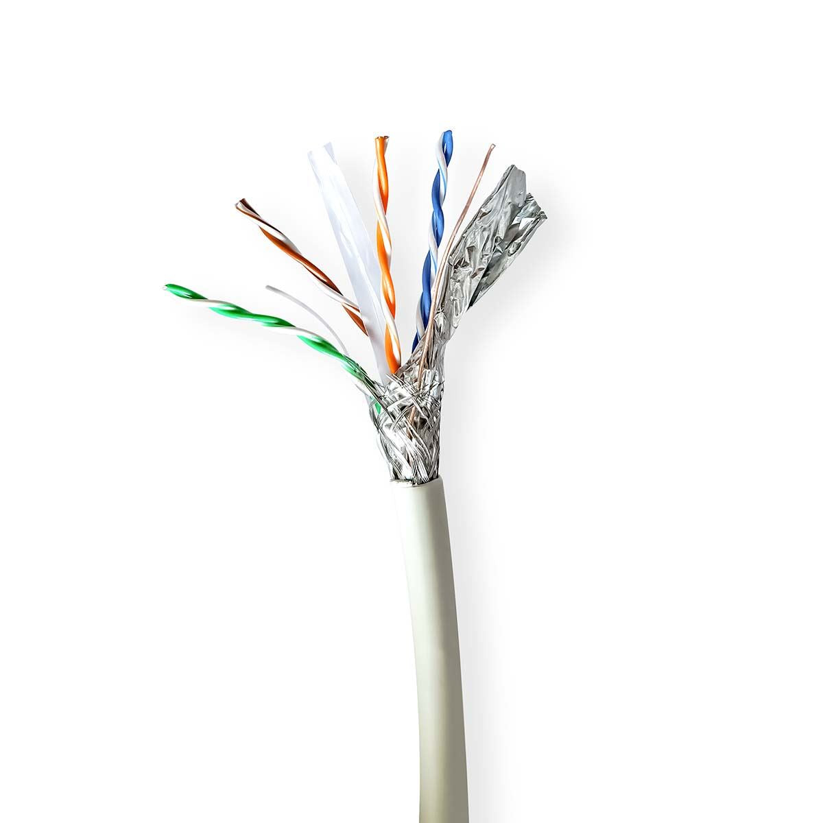 Nedis CCBG8538GY305S | Network Cable Roll | CAT6a | Solid | S/FTP | Copper | 305.0 m | Indoor | Round | LSZH | Grey | Pull Box