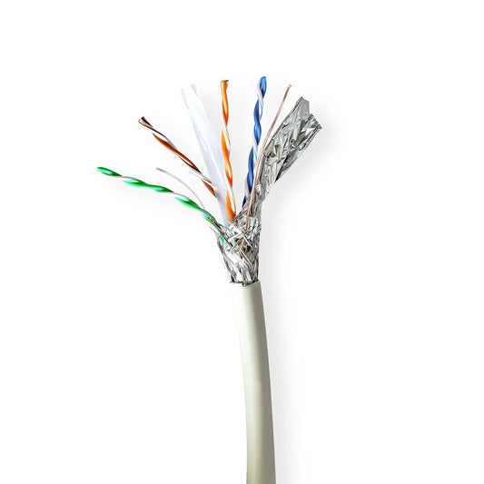 Nedis CCBG8538GY305S | Network Cable Roll | CAT6a | Solid | S/FTP | Copper | 305.0 m | Indoor | Round | LSZH | Grey | Pull Box