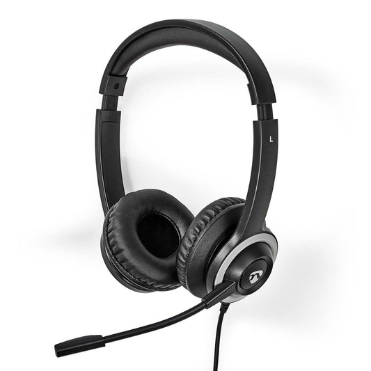 Nedis PC Headset | On-Ear | Stereo | USB Type-A / USB Type-C™ | Fold-Away Microphone | Black