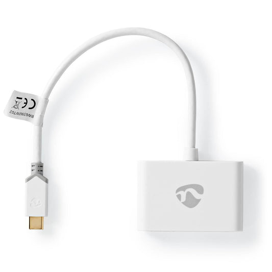 Nedis USB Multi-Port Adapter | USB 3.1 Gen1 | USB-C™ Male | 2x USB-A | 1000 Mbps | 0.20 m | Round | Gold Plated | PVC | White | Window Box