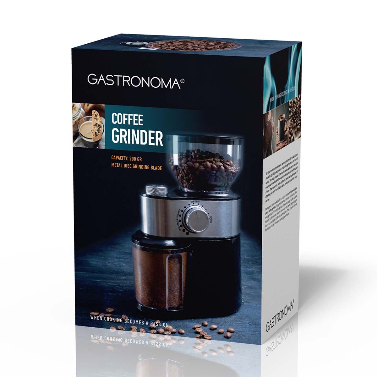 Gastronoma 18120001 | Coffee Grinder 200w | 200g | Black / Stainless Steel