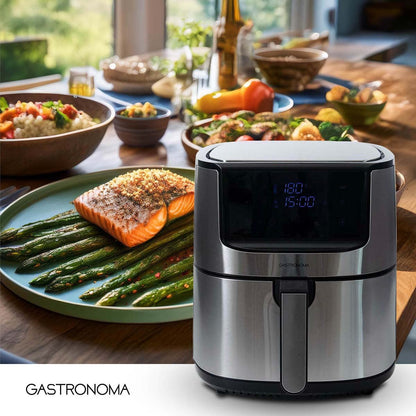 Gastronoma Digital Hot Air Fryer XXL 8 l | 60-min Timer | 8 Presets | Plastic / Stainless Steel
