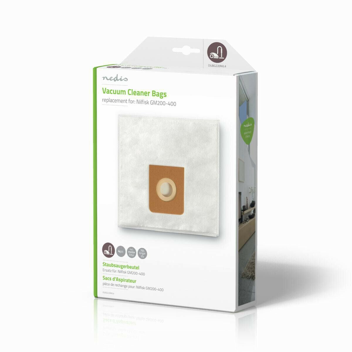 Nedis Vacuum Cleaner Bag | 4 pcs | Synthetic | Most sold for: Nilfisk | White