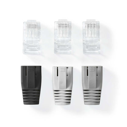 Nedis RJ45 Connector | RJ45 Pass Through | Solid/Stranded UTP CAT6 | Straight | Gold Plated | 10 pcs | PVC | Black / Grey / White | Box