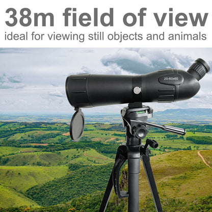 Nedis Spotting Scope | Magnification range: 20-60 | Objective lens diameter: 60 mm | Field of view: 38 m | Dioptric correction | Travel bag included | Black