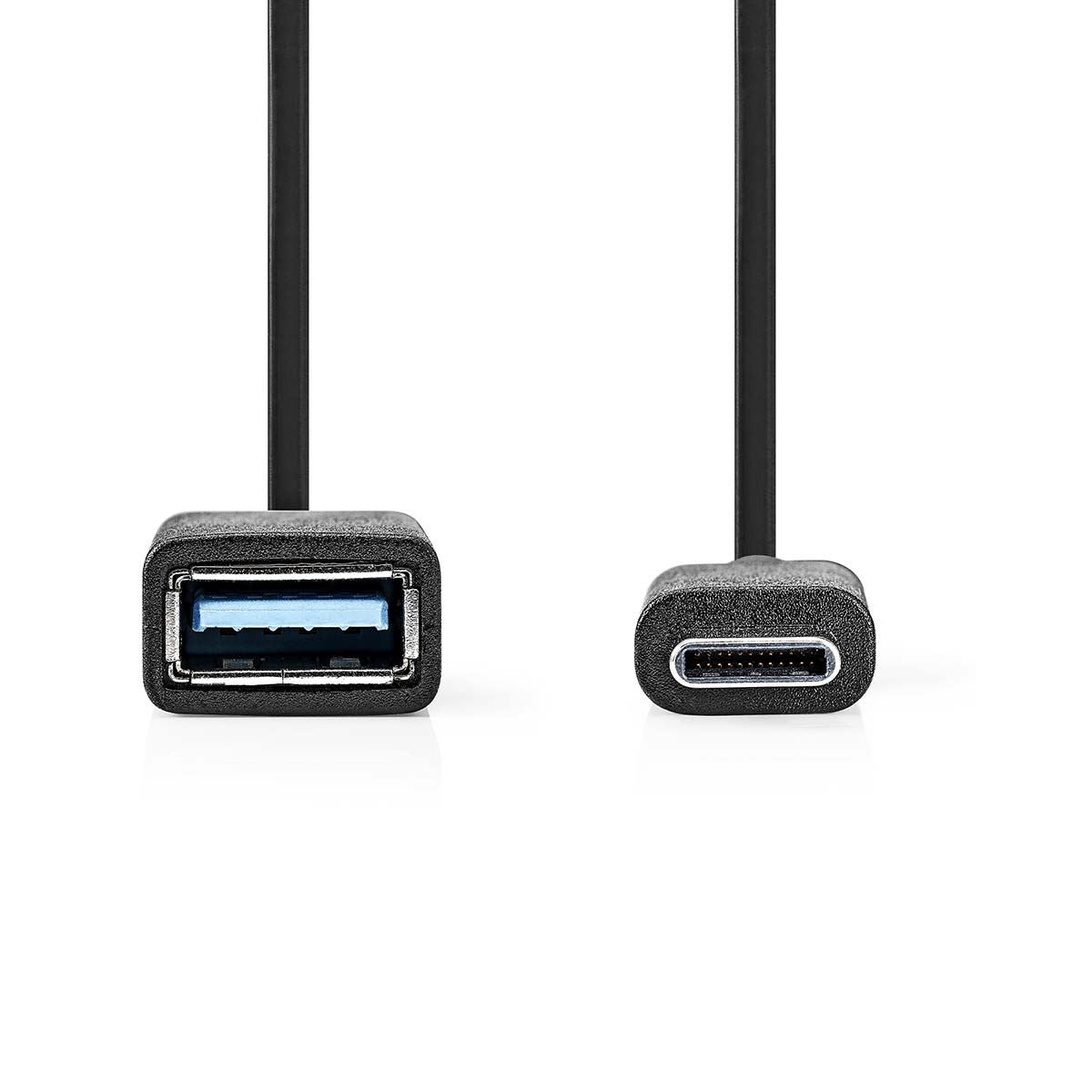 Nedis USB-C™ Adapter | USB 3.2 Gen 1 | USB-C™ Male | USB-A Female | 5 Gbps | 0.15 m | Round | Nickel Plated | PVC | Black | Box