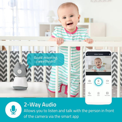 Nedis SmartLife Indoor Camera | Wi-Fi | Full HD 1080p | Pan tilt | Cloud Storage (optional) / microSD (not included) | With motion sensor | Night vision | Grey / White