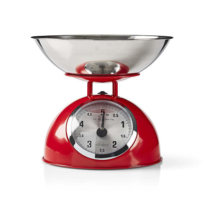 Nedis Kitchen Scales | Analog | Stainless Steel | Removable Bowl | Red