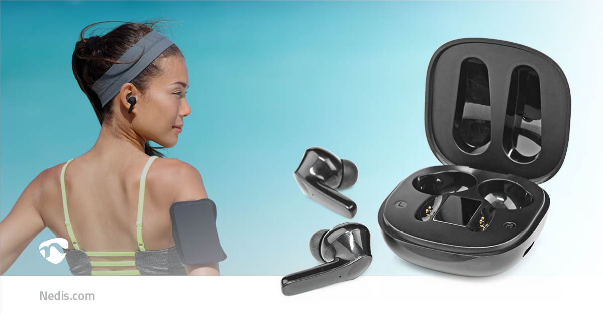 Nedis Fully Wireless Earphones | Bluetooth® | Maximum battery play time: 5 hrs | Touch Control | Charging case | Built-in microphone | Voice control support | Noise canceling | Black