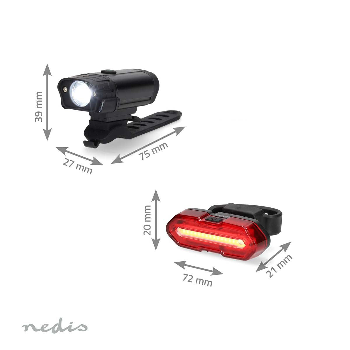 Nedis Bicycle Light | Battery Powered | 5 V DC | 3 W | Batteries included | Rechargeable | 400 lm | 4.5 lm | 100 m | 110 °