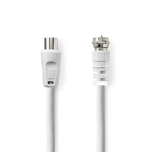 Nedis Satellite & Antenna Cable | F Male | IEC (Coax) Male | Nickel Plated | 75 Ohm | Double Shielded | 1.50 m | Round | PVC | White | Label
