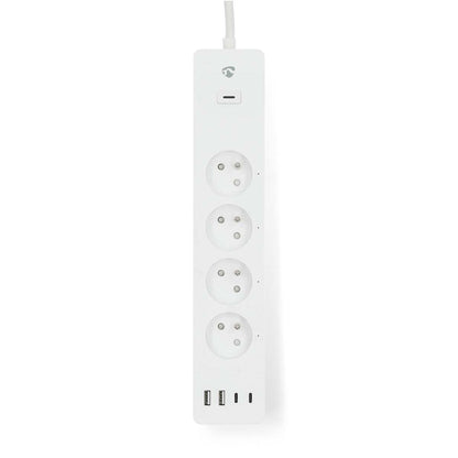 Nedis SmartLife Power Strip | Wi-Fi | 2x USB-A / 2x USB-C™ / 4x plug with earth contact (CEE 7/5) | 16 A | 3680 W | 2.00 m | 0 - 55 °C | Android™ / IOS | White