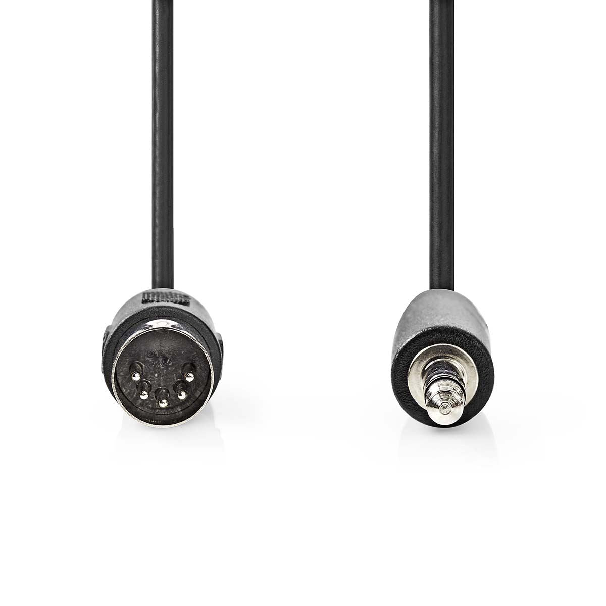 Nedis DIN Audio Cable | DIN 5-Pin Male | 3.5 mm Male | Nickel Plated | 1.00 m | Round | PVC | Black | Label